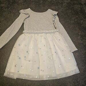 Girls' Gray and White Star Dress
